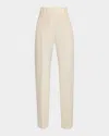 Brunello Cucinelli Button-waist Double Canvas Wool Straight-leg Pants
