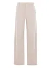 Brunello Cucinelli Button-zip Logo-patch Trousers In Neutral