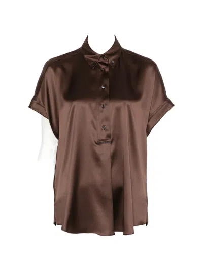 Brunello Cucinelli Buttoned Blouse In Brown