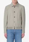 Brunello Cucinelli Khaki Green Bomber Jacket In Cotton Blend In Orange