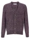 Brunello Cucinelli V-neck Long Sleeve Sweater With Ribbed Cuffs And Hem In Brown