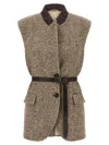 Brunello Cucinelli Buttoned Chevron Vest Gilet Multicolor In Gray