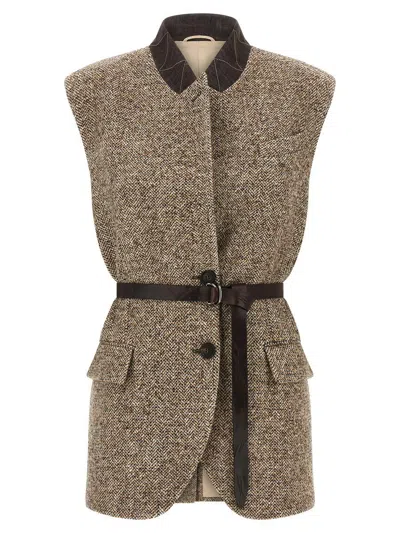 BRUNELLO CUCINELLI BRUNELLO CUCINELLI BUTTONED CHEVRON VEST