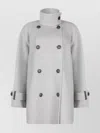 Brunello Cucinelli Buttoned Collar Long Sleeve Coat With Pockets In Gray
