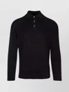 BRUNELLO CUCINELLI BUTTONED COLLAR RIBBED LONG SLEEVE POLO
