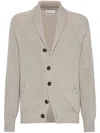 Brunello Cucinelli Ribbed Cotton Shawl Collar Cardigan