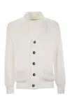 Brunello Cucinelli Men's Buttoned Cotton Rib Cardigan In White