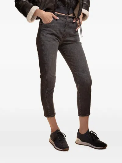 Brunello Cucinelli Buttoned Cropped Jeans In Gray