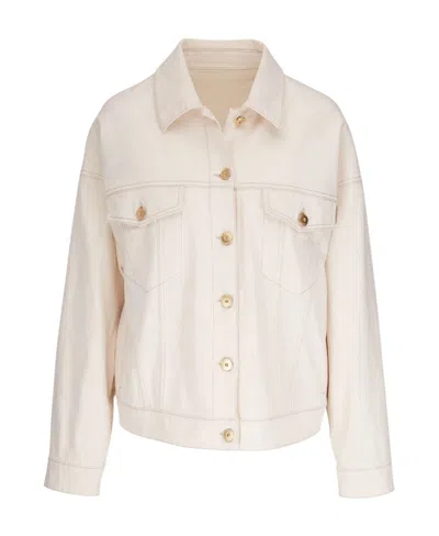 Brunello Cucinelli Buttoned Denim Jacket In Neutral