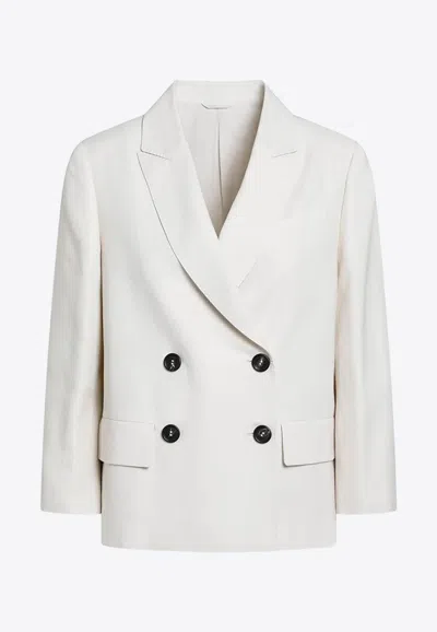 Brunello Cucinelli Buttoned Double-breasted Blazer In Gray