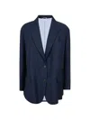 Brunello Cucinelli Buttoned Flap-pocket Blazer In Blue