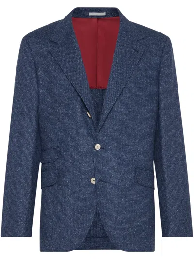 Brunello Cucinelli Buttoned Flap Pocket Blazer In Multi
