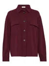 Brunello Cucinelli Buttoned Flap-pocket Cardigan In Burgundy