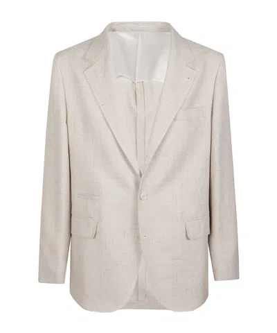 Brunello Cucinelli Deconstructed Wool And Linen Jacket For Men In Neutral