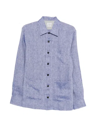 Brunello Cucinelli Buttoned Linen Shirt In Blue