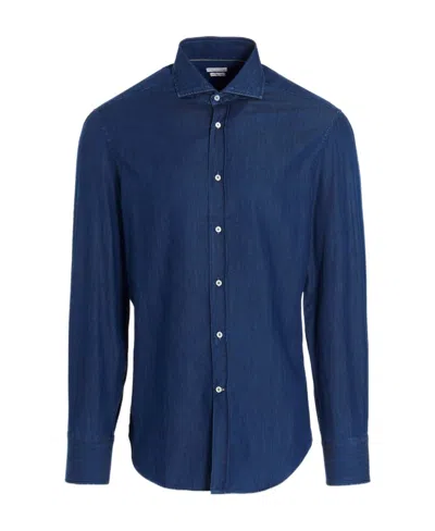 Brunello Cucinelli Buttoned Long-sleeved Shirt In Blue