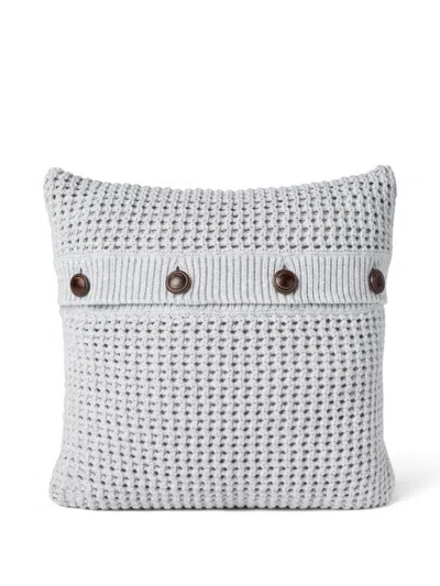 Brunello Cucinelli Buttoned Net-knit Cushion Pillow In Gray