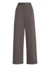 Brunello Cucinelli Buttoned Palazzo Pants In Gray