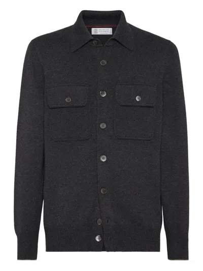 Brunello Cucinelli Buttoned Patch-pocket Cardigan In Black