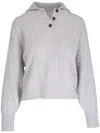 Brunello Cucinelli Buttoned Placket Cable Knit Jumper In Grey