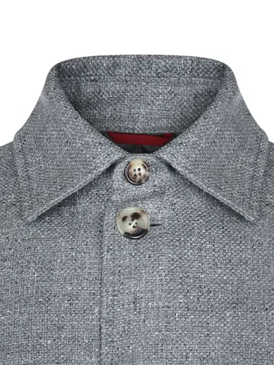 Brunello Cucinelli Buttoned Shirt Jacket In Gray