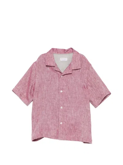 Brunello Cucinelli Kids' Buttoned Shirt In Pink