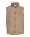 Brunello Cucinelli Beige Suede Sleeveless Down Jacket In Neutral