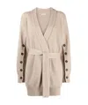 Brunello Cucinelli Buttoned-sleeves Cashmere Cardigan In Nude