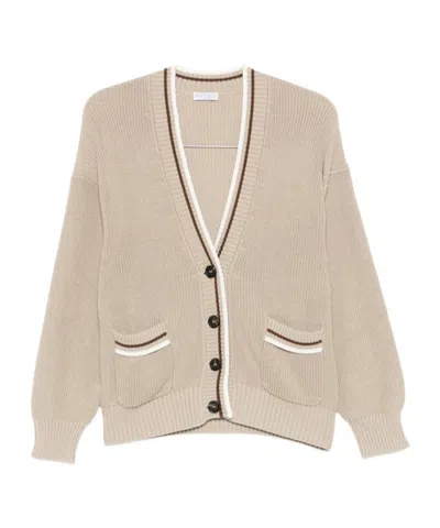 Brunello Cucinelli Long-sleeved Knitted Cardigan In Brown