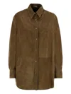 Brunello Cucinelli Women Suede Shirt With Jewellery In Brown