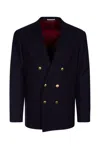 Brunello Cucinelli Tailored Double-breasted Jacket With Notch Lapels In Blue