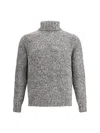 Brunello Cucinelli Men Buttoned Turtleneck Sweater In Neutral