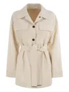 Brunello Cucinelli Buttoned-up Belted Jacket In White