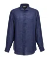 Brunello Cucinelli Buttoned-up Linen Shirt In Blue