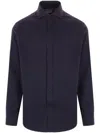 Brunello Cucinelli Herringbone Cotton Blend Shirt Clothing In Blue