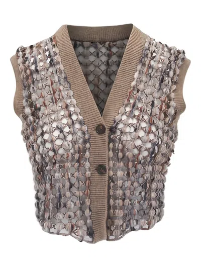 Brunello Cucinelli Buttoned V-neck Vest In Neutral