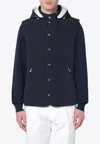 Brunello Cucinelli Buttoned Vest With Removable Hood In Blue