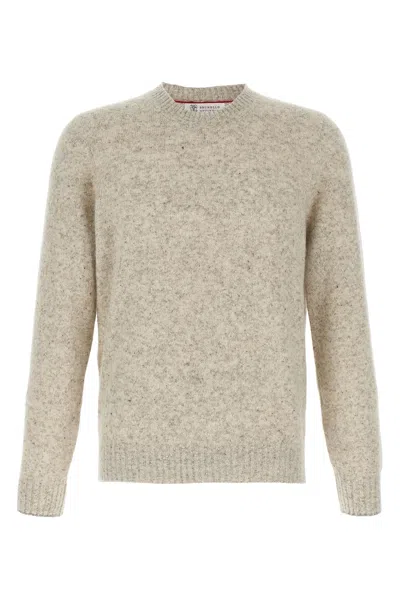 Brunello Cucinelli Men Buttoned Yarn Sweater In White