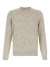 Brunello Cucinelli Grey Buttoned Yarn Sweater In Nude
