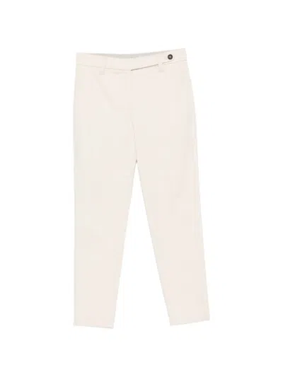 Brunello Cucinelli High Waist Slim Cotton Tailored Trousers In Neutral