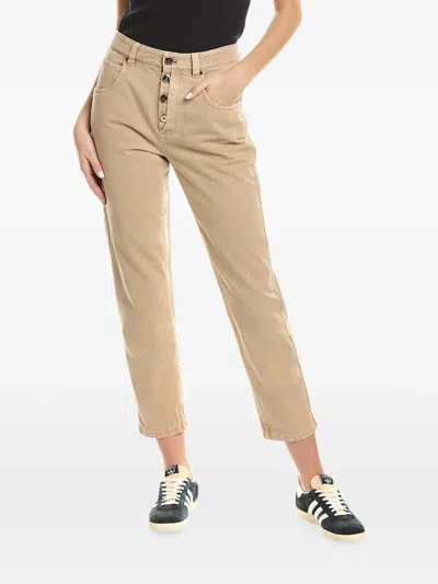 Brunello Cucinelli Button-fly Cropped Jeans In Brown