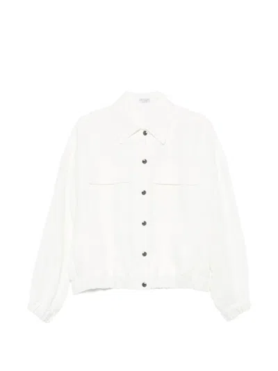 Brunello Cucinelli Button-up Bomber Jacket In White