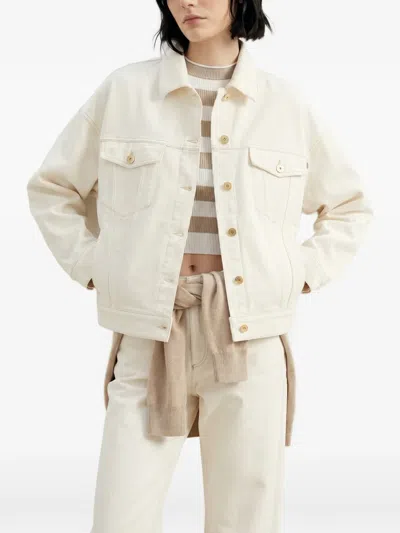 Brunello Cucinelli Button-up Denim Jacket In Neutral