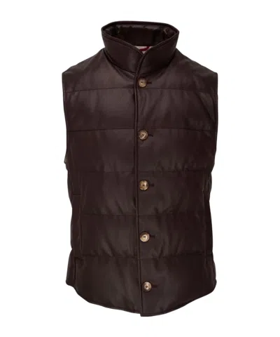 Brunello Cucinelli Button-up Down Vest In Purple