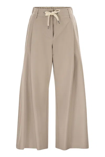 Brunello Cucinelli C9272 Cotton Nylon Trousers In Neutral