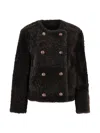 Brunello Cucinelli Reversible Double-breasted Fur Jacket With Button Detailing In Black