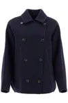 Brunello Cucinelli Virgin Wool-cashmere Double-breasted Jacket In Blue