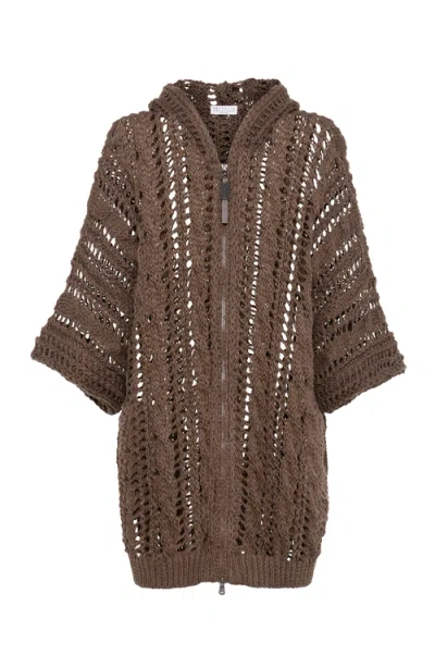 BRUNELLO CUCINELLI BRUNELLO CUCINELLI CABLE & MESH CARDIGAN