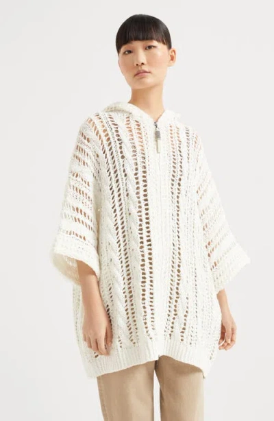 Brunello Cucinelli Cable & Mesh Cardigan In Panama