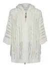 Brunello Cucinelli White Panama Crochet Cardigan In White
